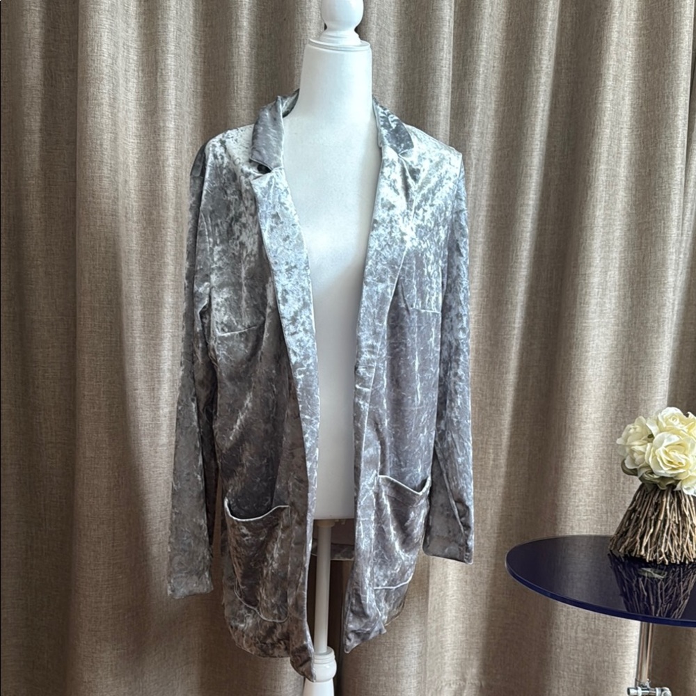 Silver Velvet Blazer